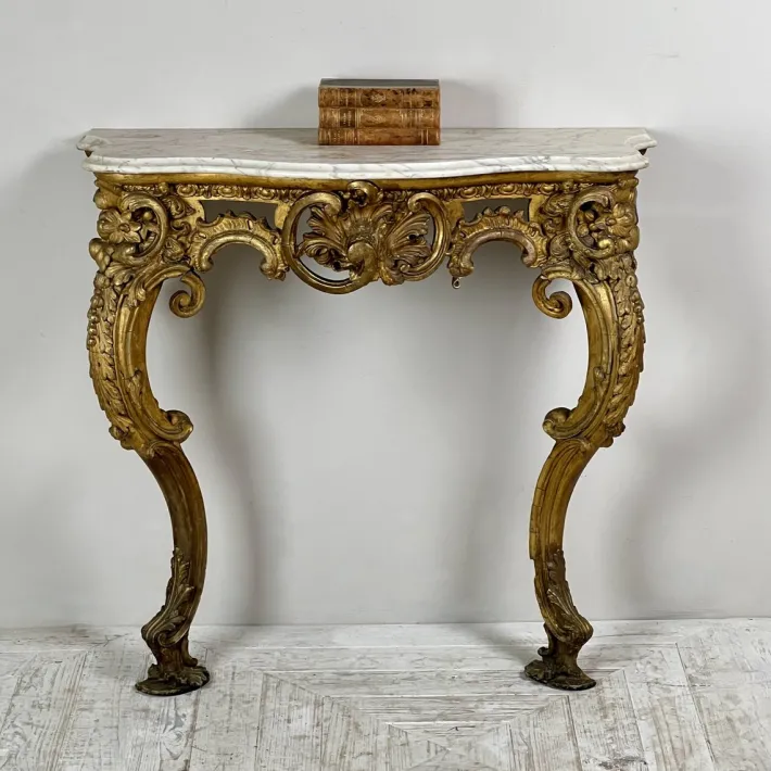 Pamono Victorian Giltwood and Marble Console Table Best