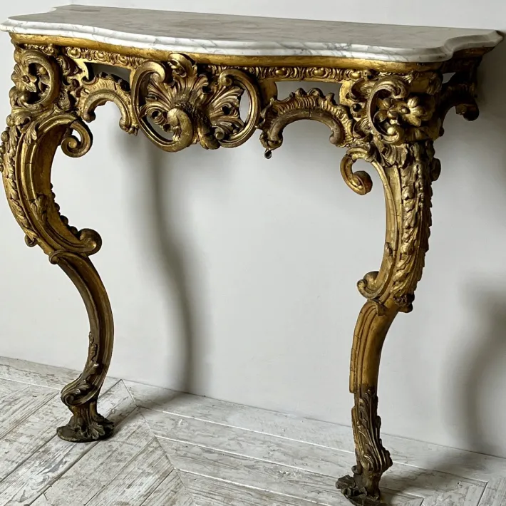 Pamono Victorian Giltwood and Marble Console Table Best