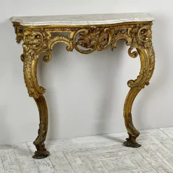Pamono Victorian Giltwood and Marble Console Table Best
