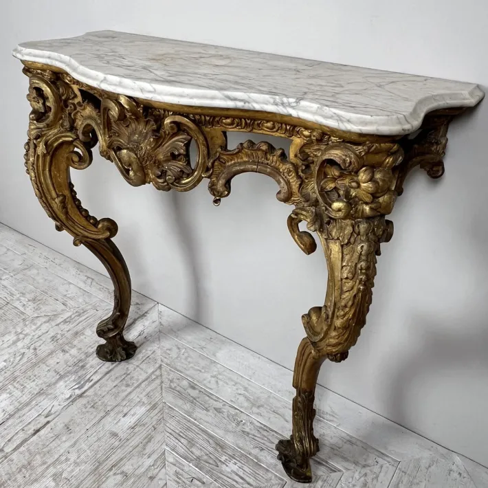 Pamono Victorian Giltwood and Marble Console Table Best