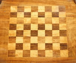 Pamono Victorian Inlaid Walnut & Hardwood Chess Table with Ornate Legs, 1880s Sale