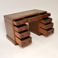 Pamono Victorian Leather Top Pedestal Desk, 1860s Best