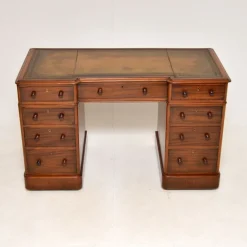 Pamono Victorian Leather Top Pedestal Desk, 1860s Best