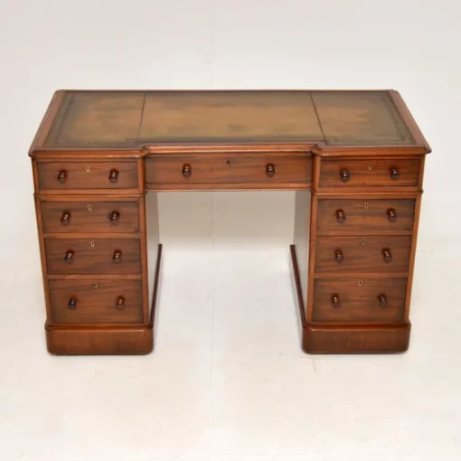 Pamono Victorian Leather Top Pedestal Desk, 1860s Best