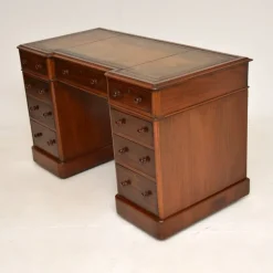 Pamono Victorian Leather Top Pedestal Desk, 1860s Best
