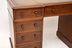 Pamono Victorian Leather Top Pedestal Desk, 1860s Best