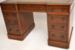 Pamono Victorian Leather Top Pedestal Desk, 1860s Best