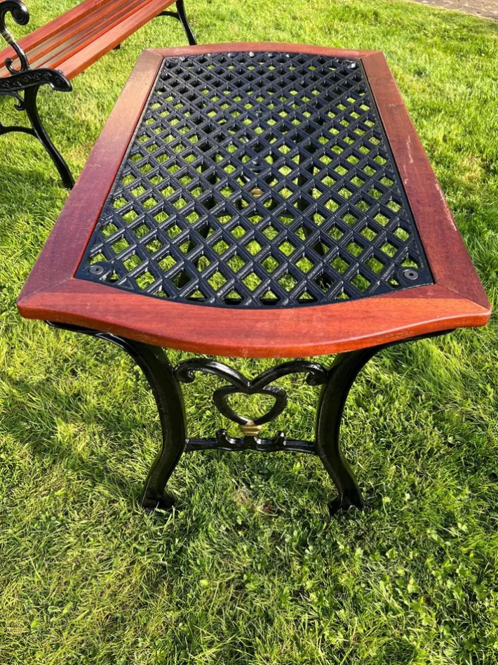 Pamono Victorian Mahogany and Cast Iron Garden Coffee Table Hot