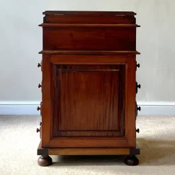 Pamono Victorian Mahogany Davenport Desk with Leather Writing Surface and Carved Floral Rosettes, England, 1850s Sale