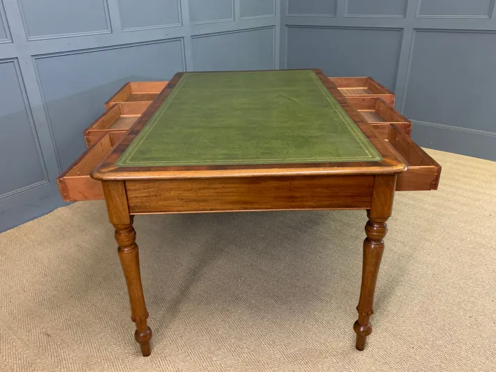 Pamono Victorian Mahogany 6-Drawer Writing Table, 1880s Clearance