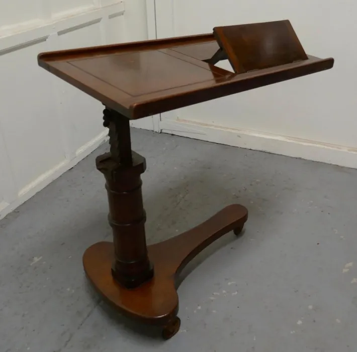 Pamono Victorian Mahogany Over Bed Reading Stand Table, 1870s New