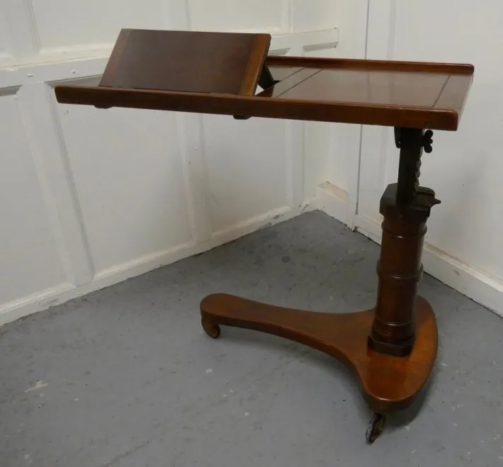 Pamono Victorian Mahogany Over Bed Reading Stand Table, 1870s New