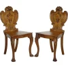 Pamono Victorian Oak Carved Hallway Chairs with Lion Paw Feet, Set of 2 Hot