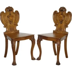 Pamono Victorian Oak Carved Hallway Chairs with Lion Paw Feet, Set of 2 Hot
