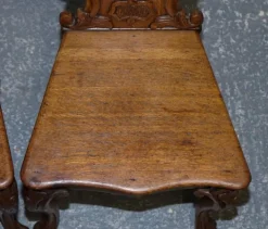 Pamono Victorian Oak Carved Hallway Chairs with Lion Paw Feet, Set of 2 Hot