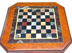 Pamono Victorian Walnut and Specimen Marble Chess Table, 1860 New