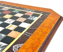 Pamono Victorian Walnut and Specimen Marble Chess Table, 1860 New