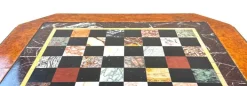 Pamono Victorian Walnut and Specimen Marble Chess Table, 1860 New