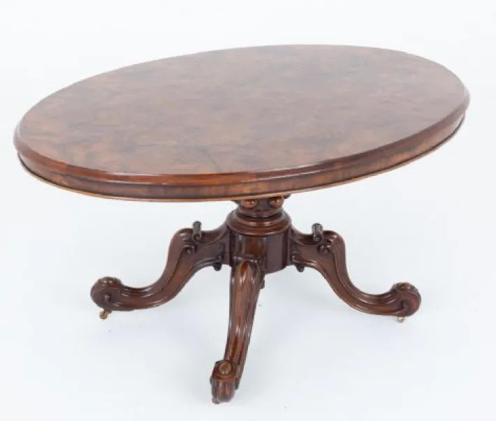 Pamono Victorian Walnut Loo Table, 1850s Best