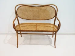 Pamono Vienna Secessionist Bentwood and Rattan Settee from Thonet Hot