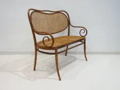 Pamono Vienna Secessionist Bentwood and Rattan Settee from Thonet Hot