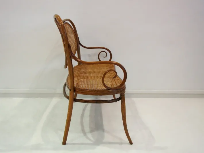 Pamono Vienna Secessionist Bentwood and Rattan Settee from Thonet Hot