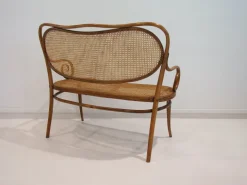 Pamono Vienna Secessionist Bentwood and Rattan Settee from Thonet Hot