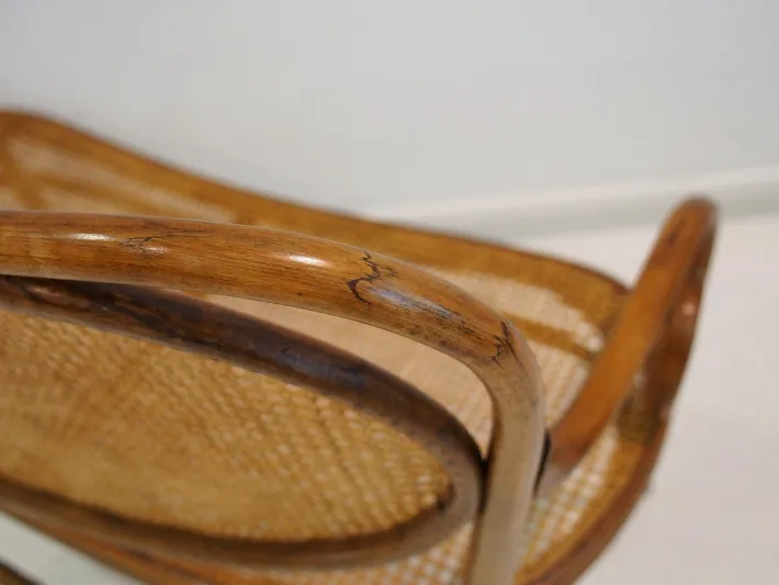 Pamono Vienna Secessionist Bentwood and Rattan Settee from Thonet Hot