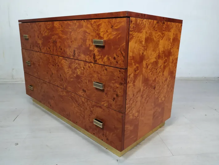 Pamono Vintage Amboyna Burl Chest of Drawers, 1970s New