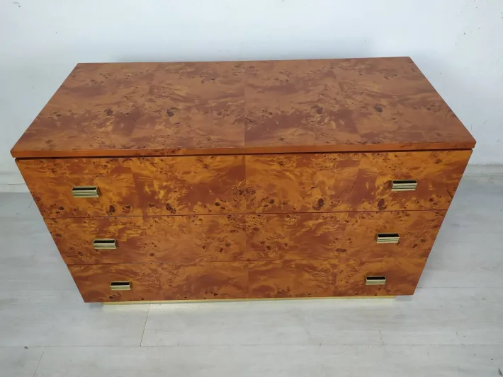 Pamono Vintage Amboyna Burl Chest of Drawers, 1970s New