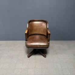 Pamono Vintage American Wood and Leather Desk Chair, 1920s New