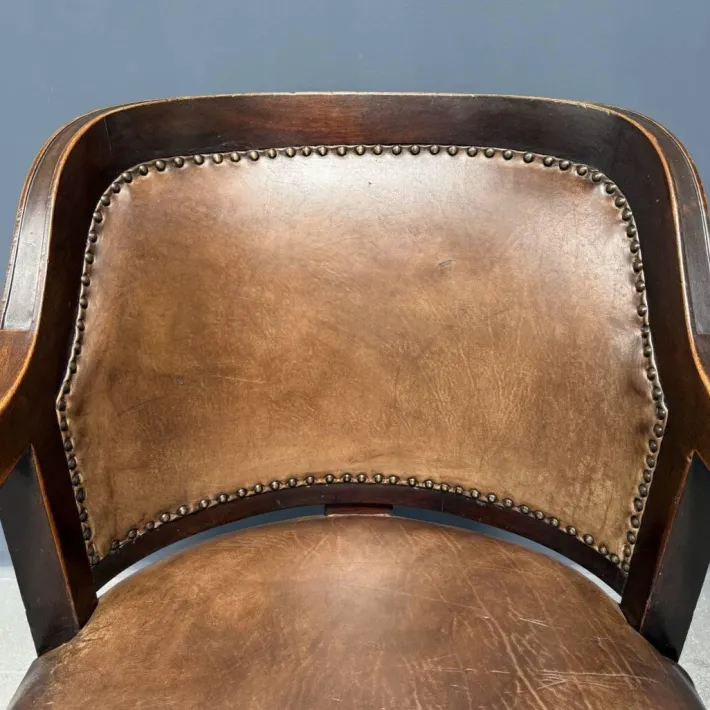 Pamono Vintage American Wood and Leather Desk Chair, 1920s New