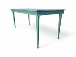 Pamono Vintage Aqua Green Dining Set with Gilt Details by Umberto Mascagni, 1950s, Set of 7 Sale