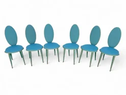 Pamono Vintage Aqua Green Dining Set with Gilt Details by Umberto Mascagni, 1950s, Set of 7 Sale