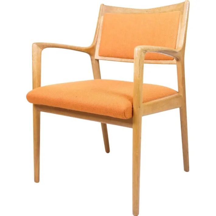 Pamono Vintage Armchair in Oak and Orange Fabric by Karl Erik Ekselius for Joc Vetlanda, 1960s Sale