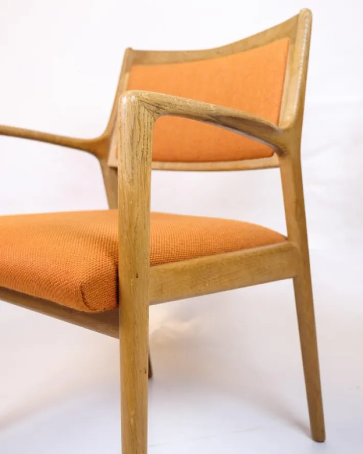 Pamono Vintage Armchair in Oak and Orange Fabric by Karl Erik Ekselius for Joc Vetlanda, 1960s Sale