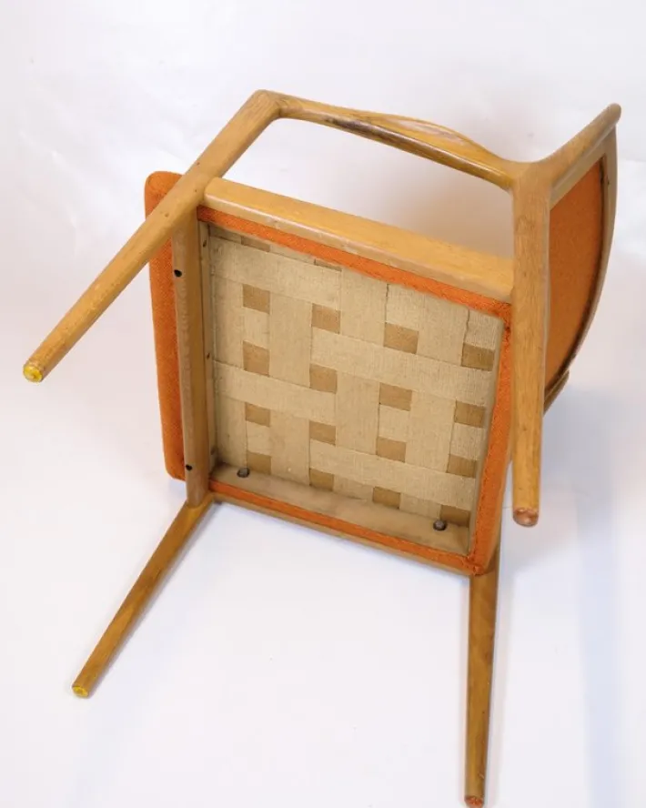 Pamono Vintage Armchair in Oak and Orange Fabric by Karl Erik Ekselius for Joc Vetlanda, 1960s Sale