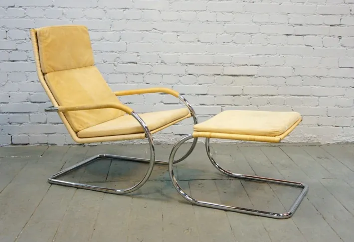 Pamono Vintage Armchair with Footrest Set by A. Lorenz for Tecta, 1987