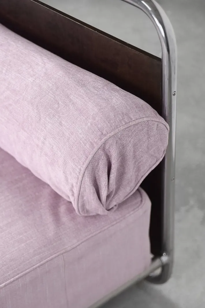 Pamono Vintage Art Deco Bauhaus Streamline Burled Wood & Tubular Steel Bed, 1920s Best