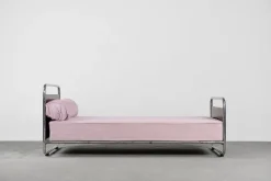 Pamono Vintage Art Deco Bauhaus Streamline Burled Wood & Tubular Steel Bed, 1920s Best