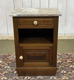 Pamono Vintage Art Deco Bedside Table in Oak with Marble Top, 1930s New