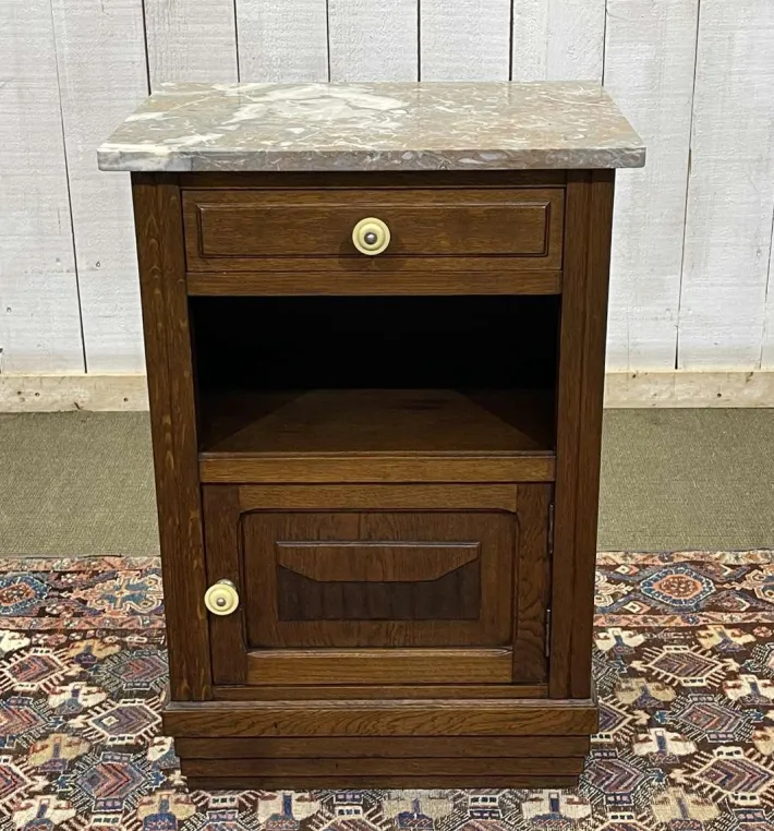 Pamono Vintage Art Deco Bedside Table in Oak with Marble Top, 1930s New