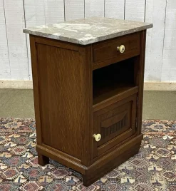 Pamono Vintage Art Deco Bedside Table in Oak with Marble Top, 1930s New