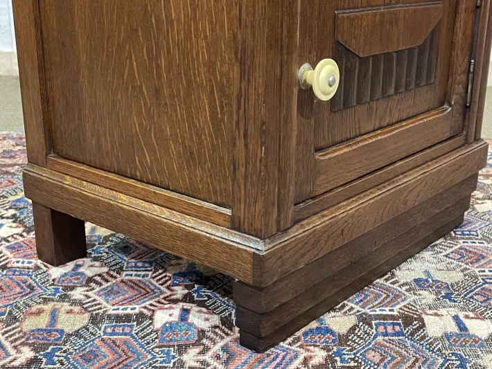 Pamono Vintage Art Deco Bedside Table in Oak with Marble Top, 1930s New
