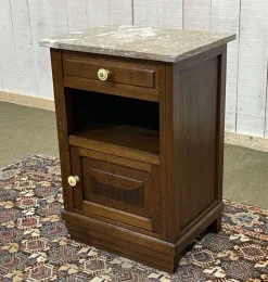 Pamono Vintage Art Deco Bedside Table in Oak with Marble Top, 1930s New