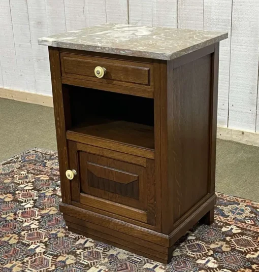 Pamono Vintage Art Deco Bedside Table in Oak with Marble Top, 1930s New