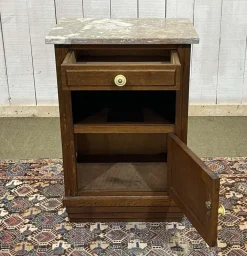 Pamono Vintage Art Deco Bedside Table in Oak with Marble Top, 1930s New