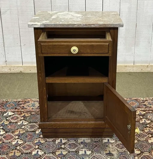 Pamono Vintage Art Deco Bedside Table in Oak with Marble Top, 1930s New