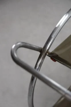 Pamono Vintage Art Deco Chrome and Glass Round Bar Cart, 1930s Clearance
