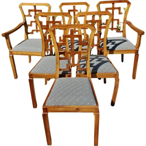 Pamono Vintage Art Deco Dining Chairs in Walnut, 1930s, Set of 6 Outlet